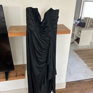 SABRINA MIDI DRESS - STRAPLESS CORSET THIGH SPLIT DRESS